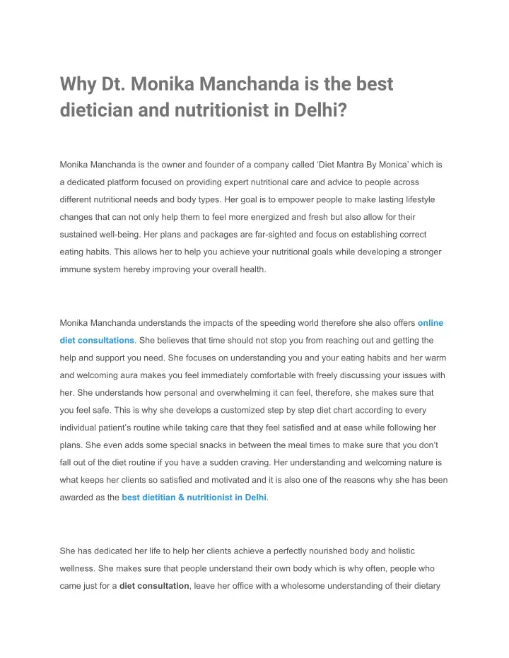 why dt monika manchanda is the best dietician