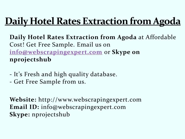 daily hotel rates extraction from agoda