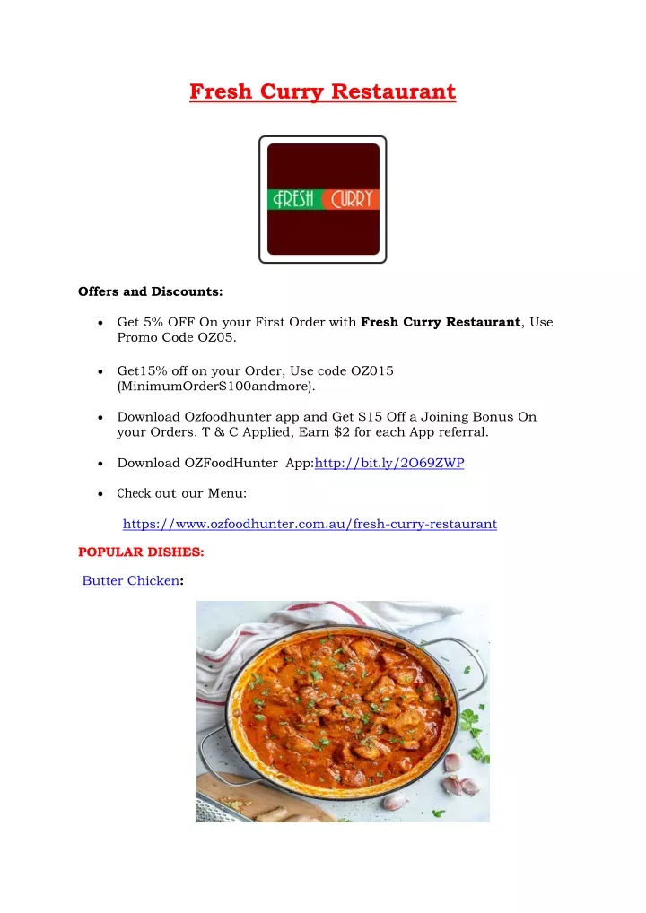 PPT - 5% Off - Fresh Curry Restaurant Menu - Indian Cuisine, Arncliffe ...