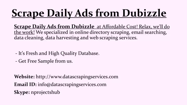 scrape daily ads from dubizzle