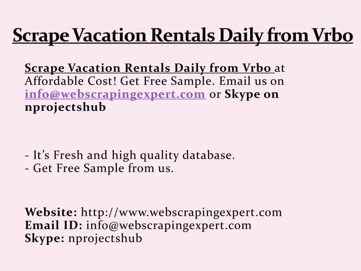 scrape vacation rentals daily from vrbo