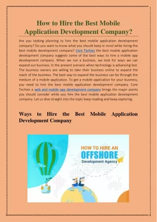 How to Hire the Best Mobile Application Development Company?
