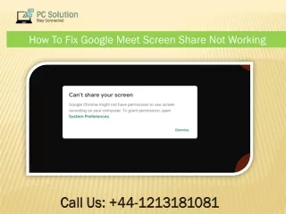 how to fix google meet screen share not working