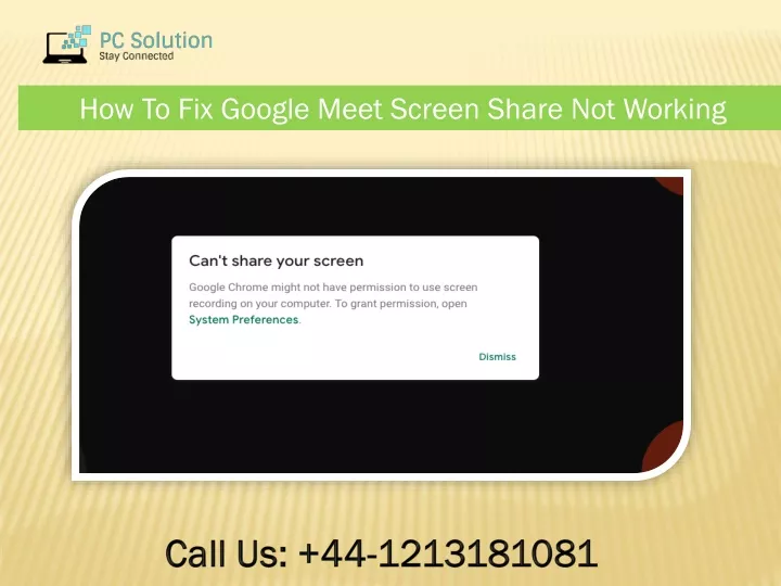 how to fix google meet screen share not working