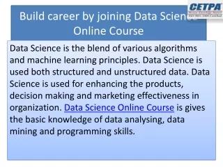 Build career by joining Data Science Online Course