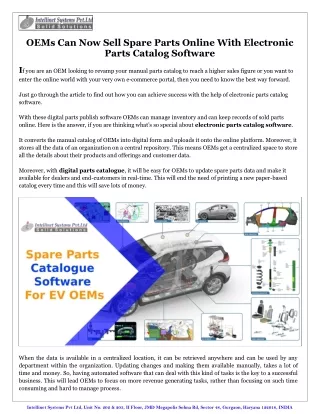 OEMs Can Now Sell Spare Parts Online With Electronic Parts Catalog Software