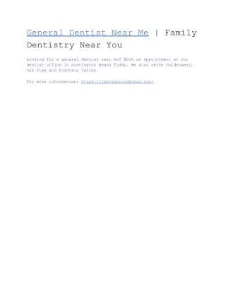 General Dentist Near Me | Family Dentistry Near You