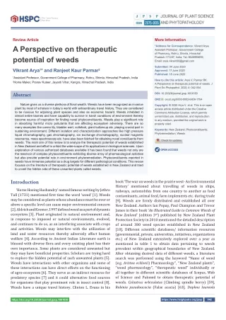 A Perspective on therapeutic potential of weeds