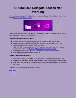 outlook 365 delegate access not working