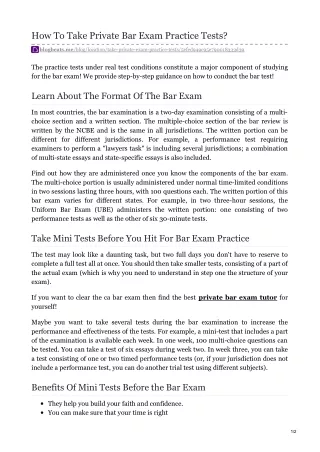 how to take private bar exam practice tests