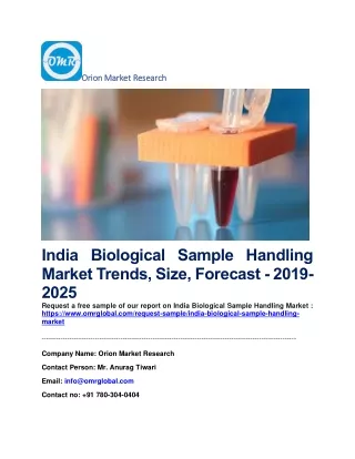 India Biological Sample Handling Market Trends, Size, Forecast - 2019-2025