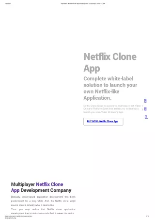 Top Rated Netflix Clone App Development Company in  India & USA