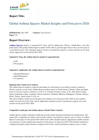 Asthma Spacers Market Insights and Forecast to 2026