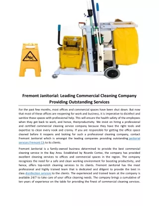 Fremont Janitorial: Leading Commercial Cleaning Company Providing Outstanding Services
