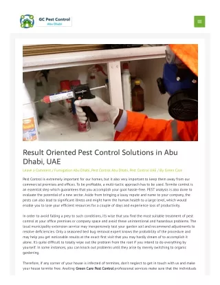 Result Oriented Pest Control Solutions in Abu Dhabi, UAE
