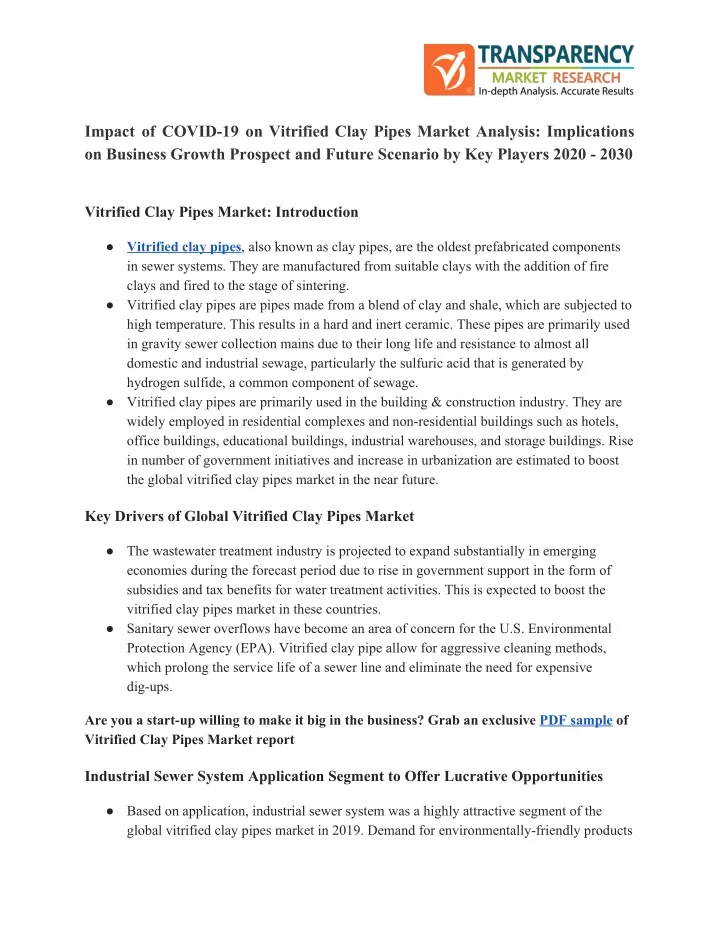 impact of covid 19 on vitrified clay pipes market