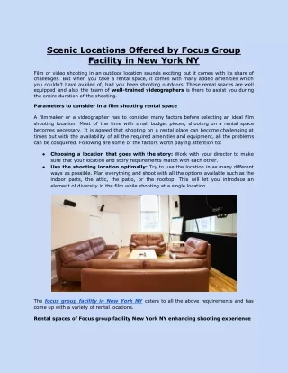 Scenic Locations Offered by Focus Group Facility in New York NY