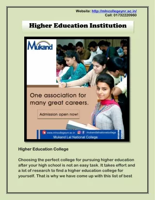 Higher Education - Top College in Haryana - Higher Education Institution