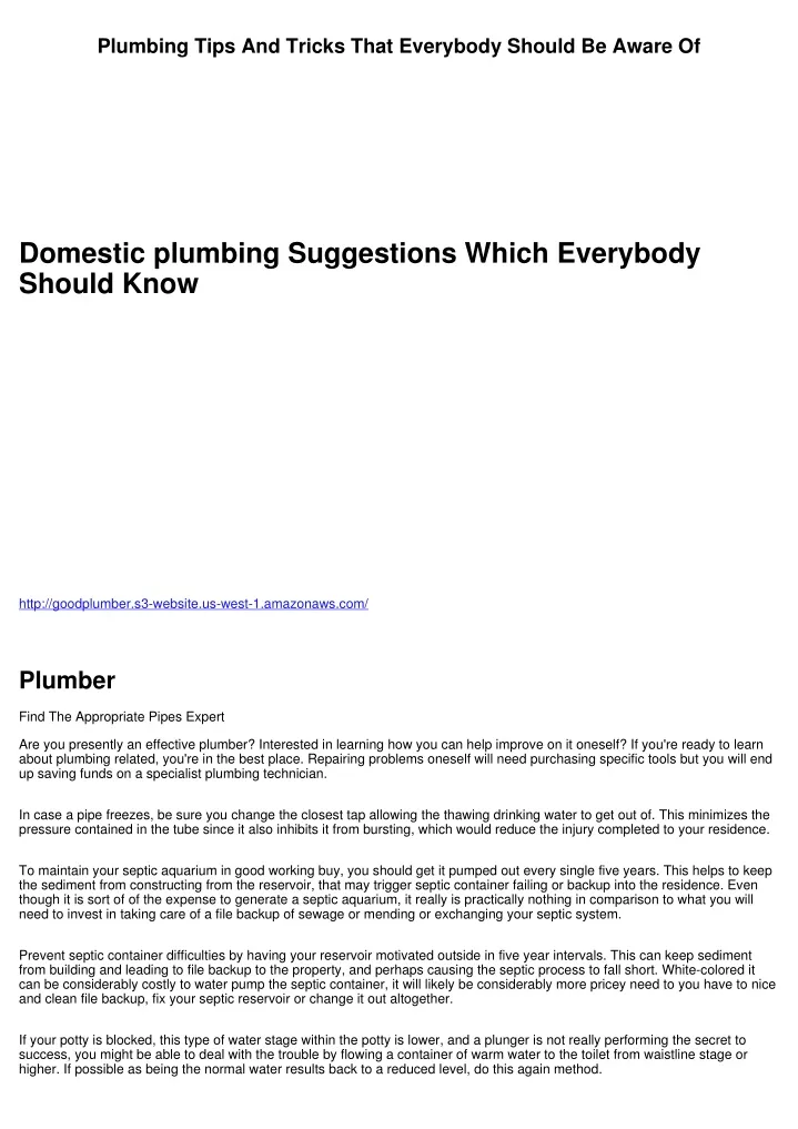 plumbing tips and tricks that everybody should