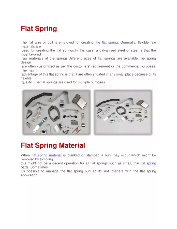 flat spring the flat wire or coil is employed