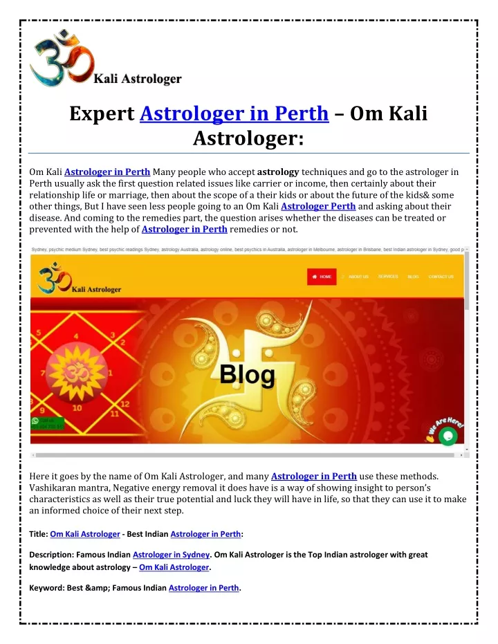expert astrologer in perth om kali astrologer