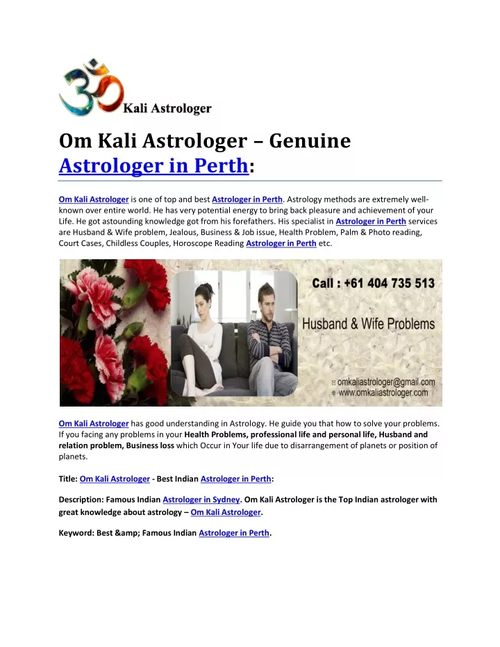 om kali astrologer genuine astrologer in perth