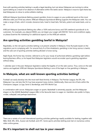 Reviews Online Sports Betting Malaysia 2020