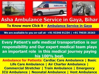 Get Quick ICU Service at Best Price Ambulance Service in Gaya – ASHA