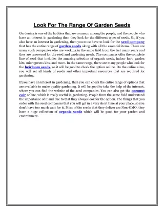look for the range of garden seeds