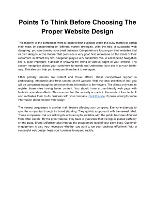 Points To Think Before Choosing The Proper Website Design