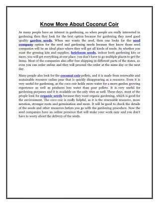 know more about coconut coir