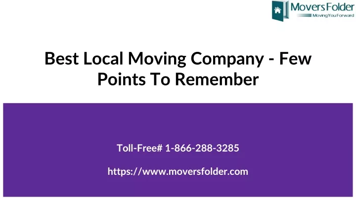 best local moving company few points to remember