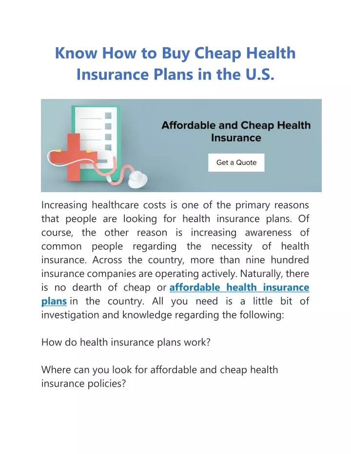 know how to buy cheap health insurance plans