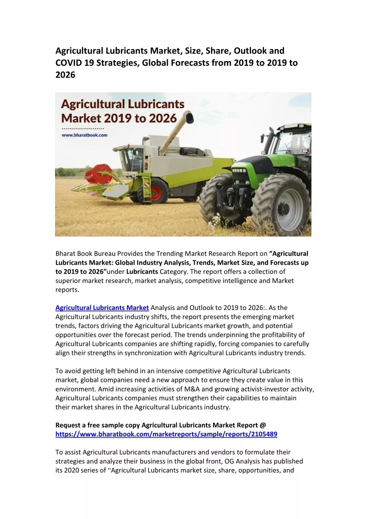 agricultural lubricants market size share outlook