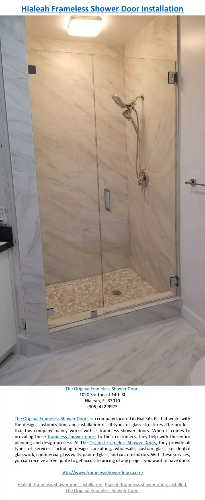 hialeah frameless shower door installation