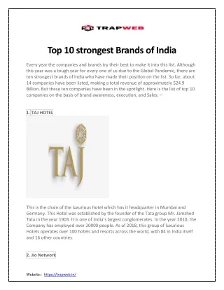 https://trapweb.in/top-10-strongest-brands-of-india/