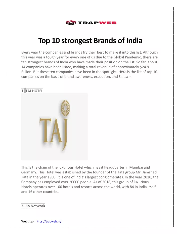 top 10 strongest brands of india