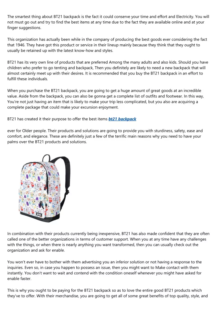 the smartest thing about bt21 backpack
