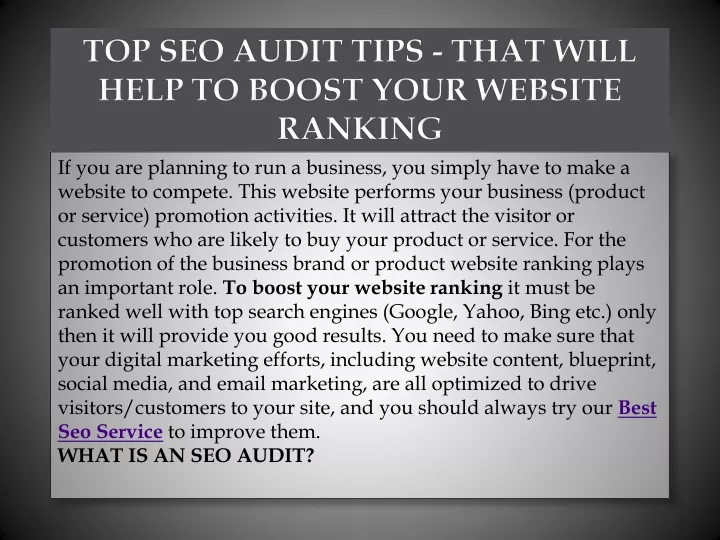top seo audit tips that will help to boost your