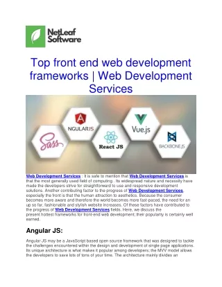 Top front end web development frameworks | Web Development Services