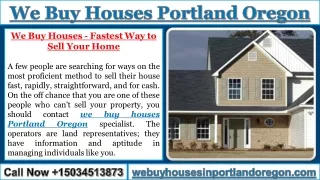 We Buy Houses Portland Oregon