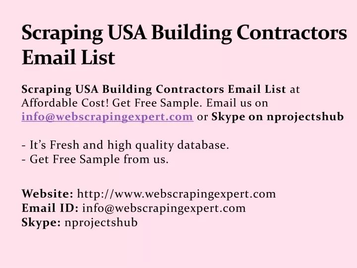 scraping usa building contractors email list