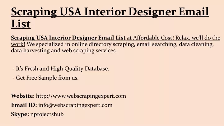 scraping usa interior designer email list