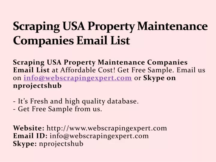 scraping usa property maintenance companies email list