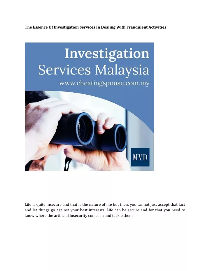 the essence of investigation services in dealing
