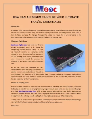 How can Aluminum Cases be Your Ultimate Travel Essentials?