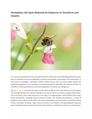 honeybees life span reduced on exposure