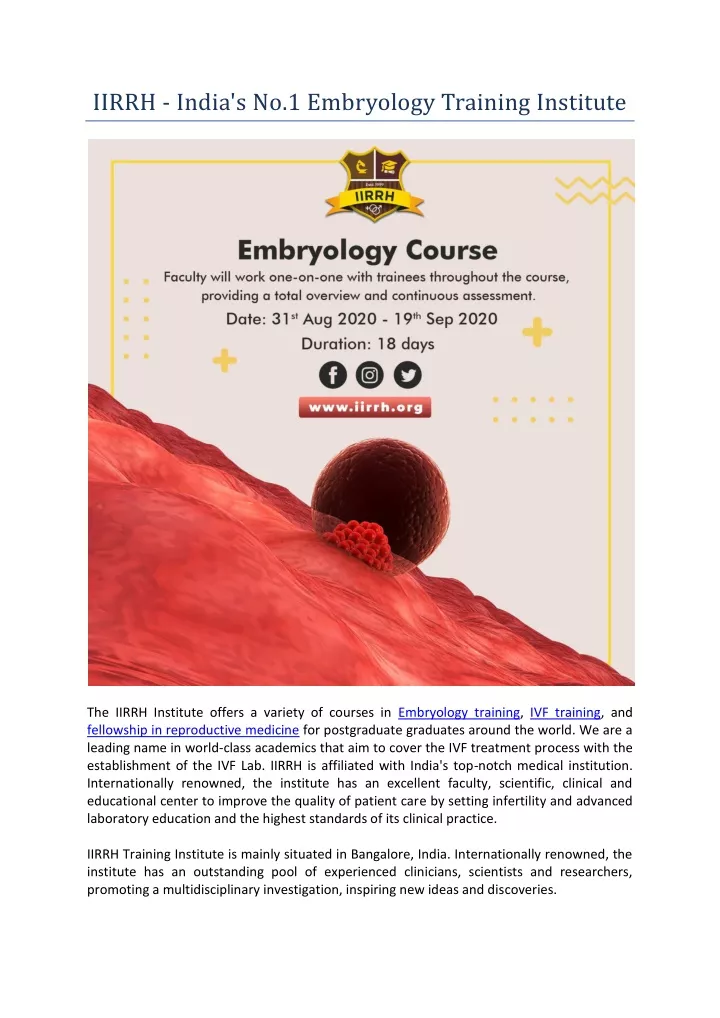 iirrh india s no 1 embryology training institute