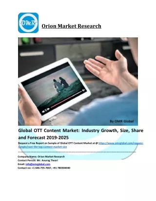 Global OTT Content Market Trends, Size, Competitive Analysis and Forecast - 2019-2025