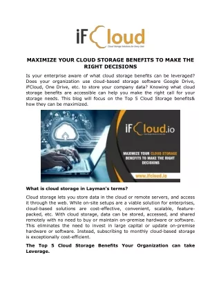 maximize your cloud storage benefits to make